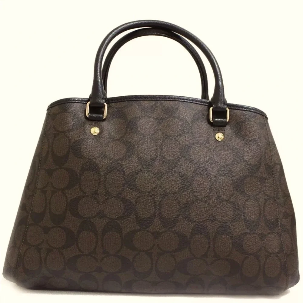 COACH NWT Coach 2Way Signature Handbag Women 'S Brown Pvc Razor F34608 No. 2809